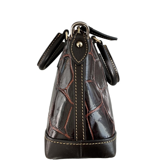 Vintage Dooney Brown Croco Dome Leather Satchel - Picture 5 of 8